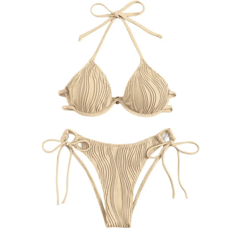 Women's steel bracket bikini swimsuit in polyester with wired top support