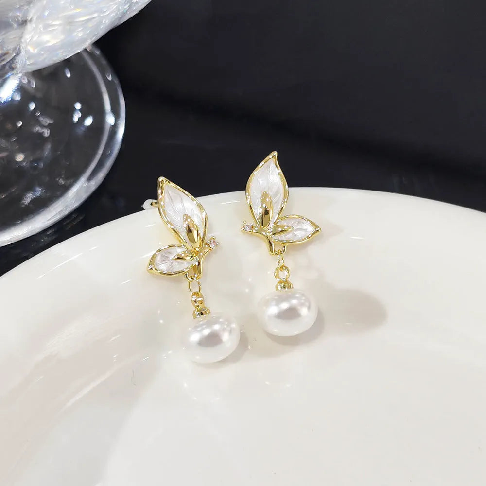Copper butterfly earrings with electroplated finish in colour PT0203