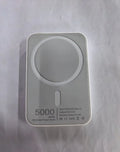 White magnetic wireless charger power bank with 5000mAh capacity and compact dimensions