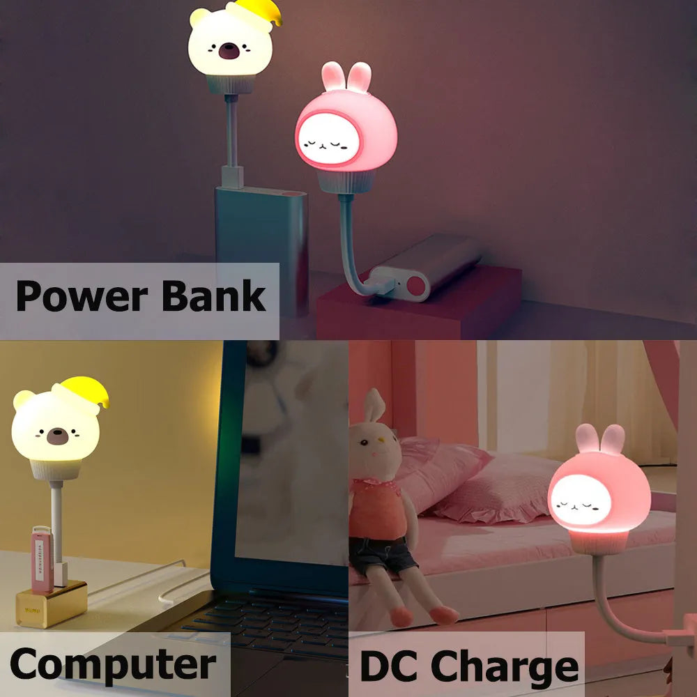 USB portable LED night light with cartoon bear design and remote control