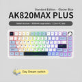 Three-mode wireless mechanical keyboard with hot-swappable switches in black, grey, and yellow colour options
