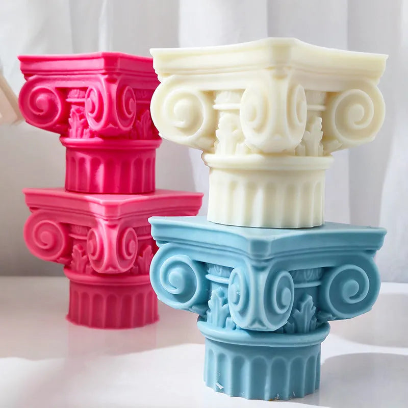 Roman pillar silicone mould measuring 27.1cm with irregular column shape
