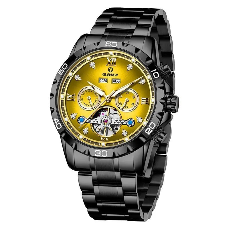 Men's automatic mechanical watch with stainless steel strap and business styling