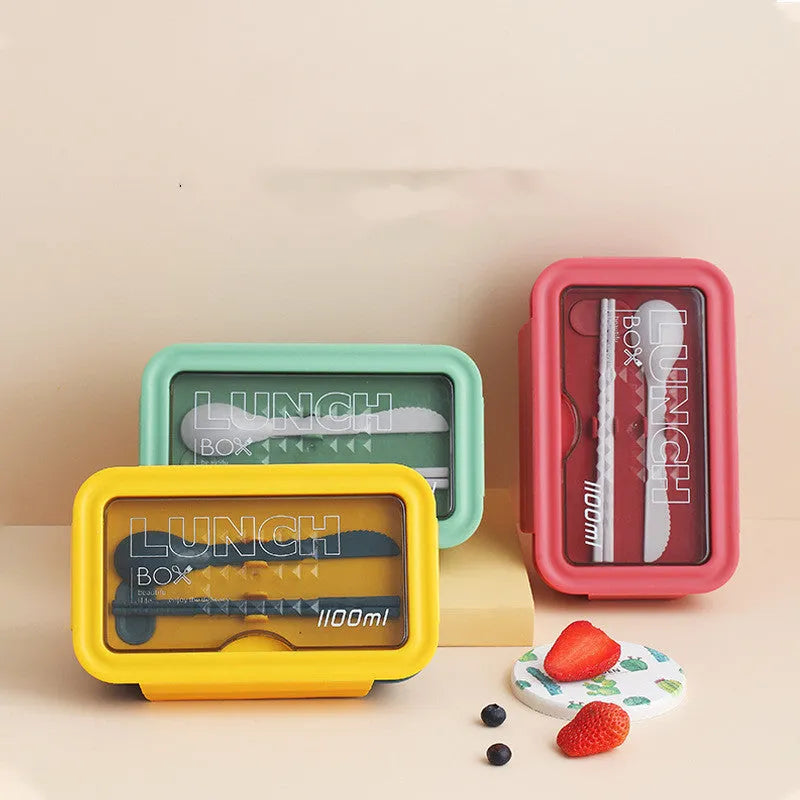 Green four-layer partitioned bento lunch box with Nordic design