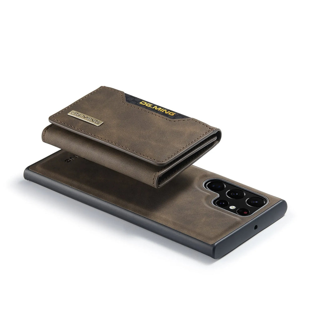 Samsung magnetic card holder wireless charging case in black with card slot for S21