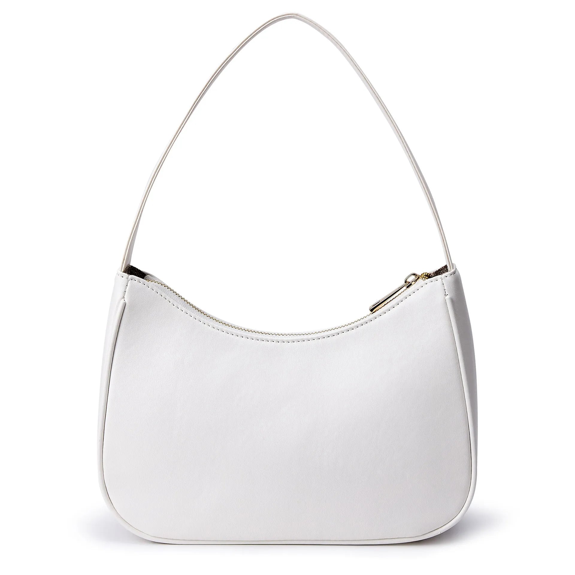 Simple retro waterproof PU shoulder bag with adjustable strap shown in apricot colour