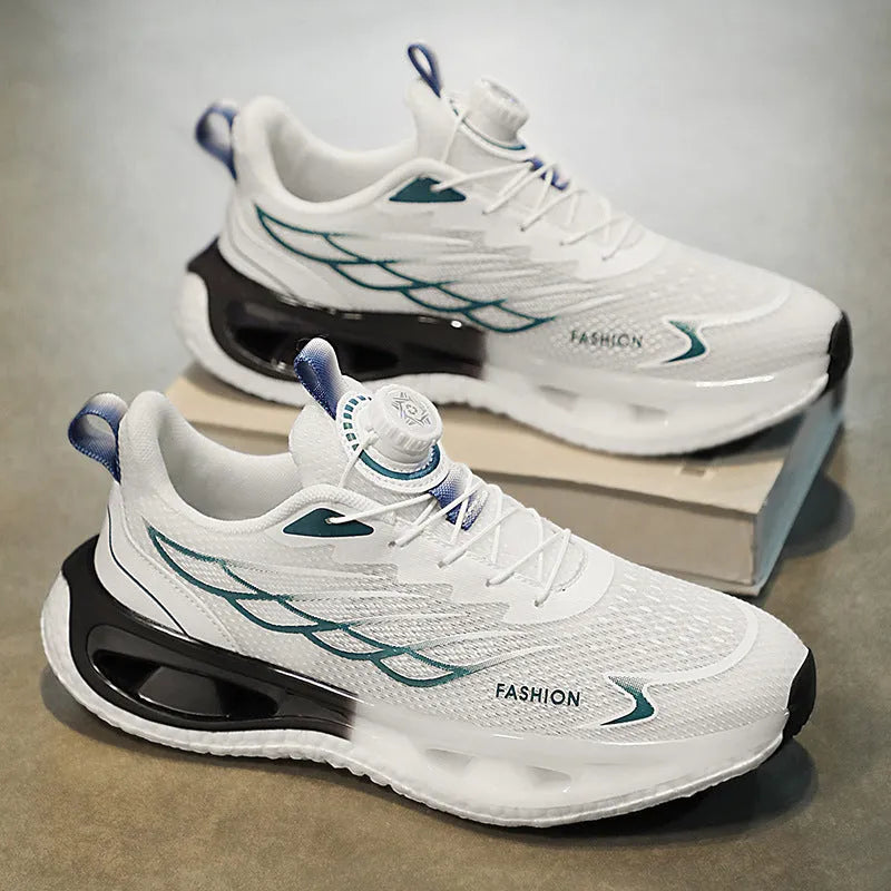 Youth rotating button sneaker in low-top design with shock absorption feature and rubber sole