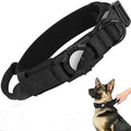 Polyester dog AirTag collar holder in black on a dog collar