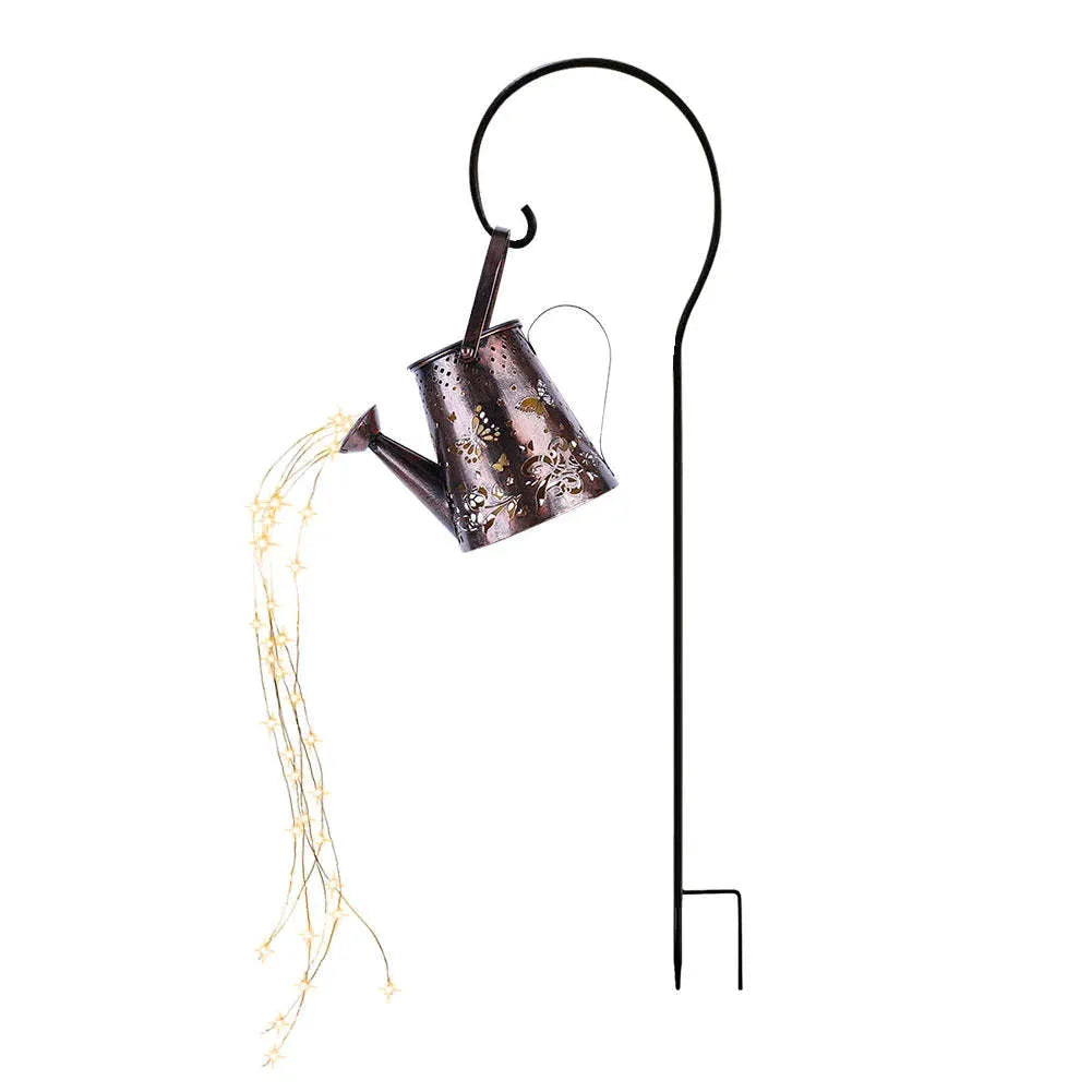 Butterfly pattern solar garden lamp with tapered iron construction and warm white LED lighting