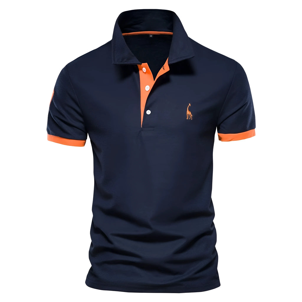Men's deer embroidered slim fit T-shirt in cotton blend fabric, short sleeve casual top
