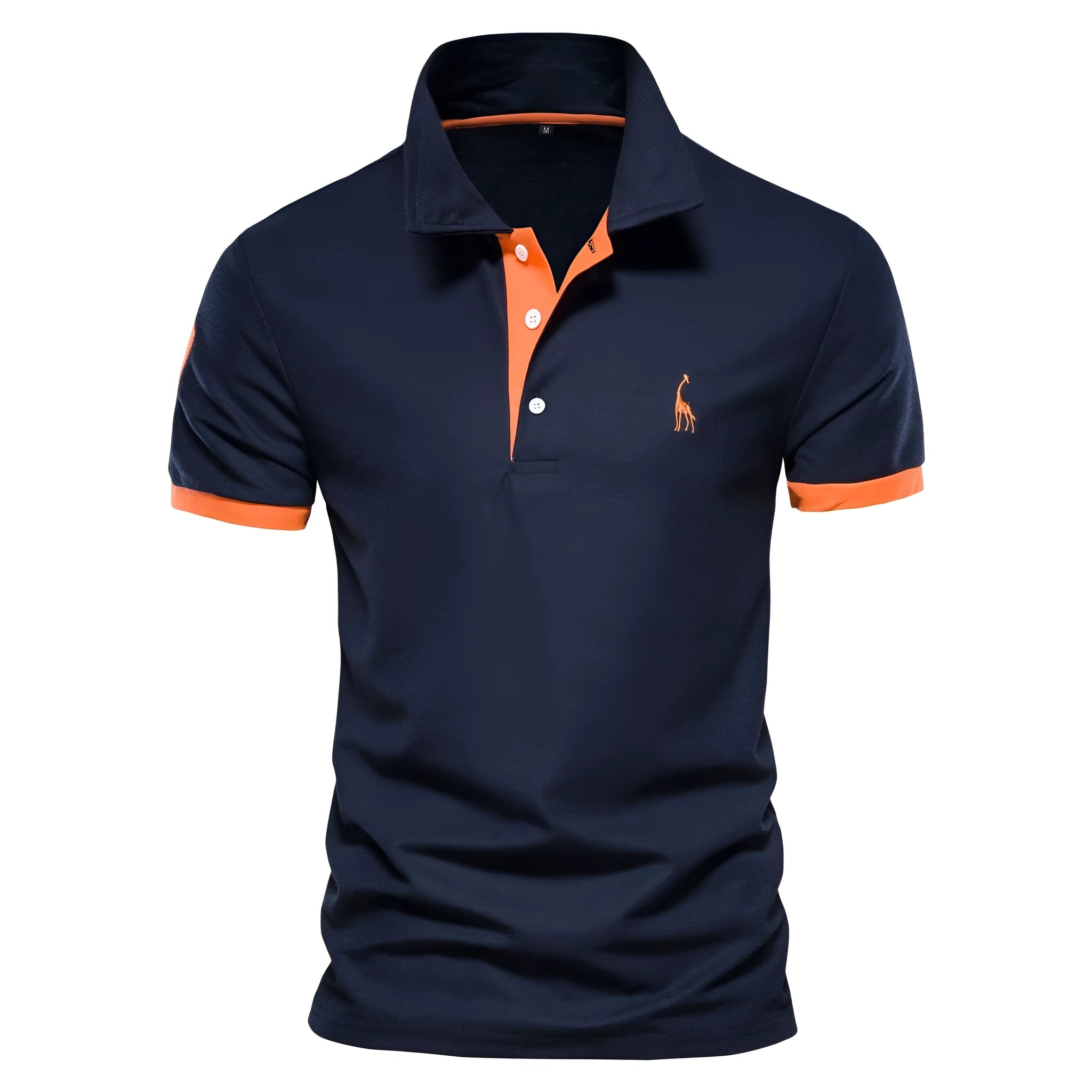 Men's deer embroidered slim fit T-shirt in cotton blend fabric, short sleeve casual top