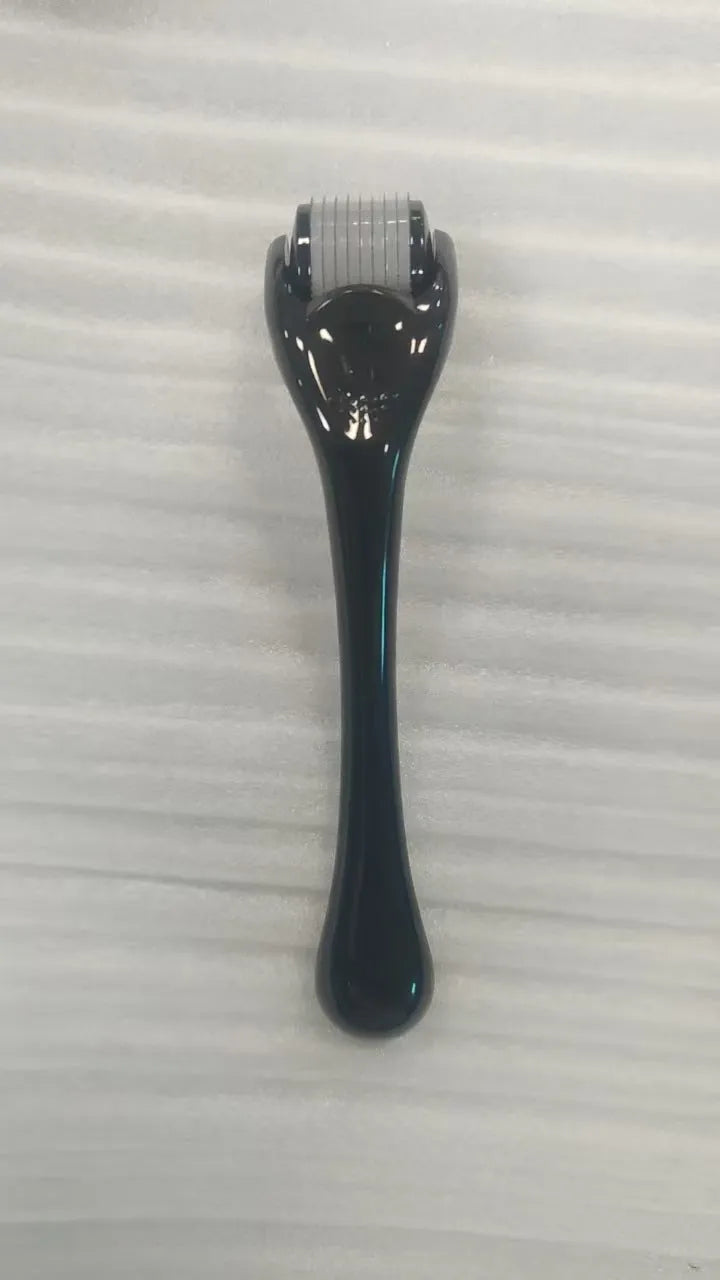 Sterile micro needle derma roller with PC handle in selected colour and 0.2mm, 0.25mm, or 0.3mm needle wheel.