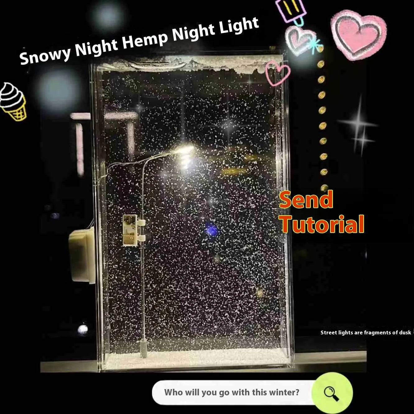 DIY snowflake night light kit materials with LED components for creating snowy landscape decoration