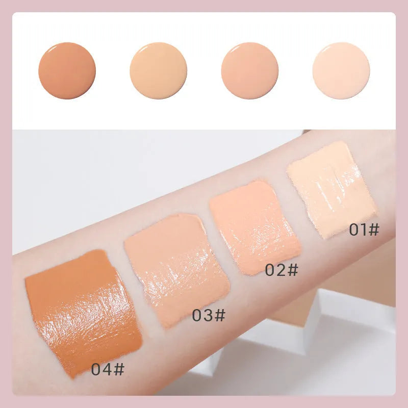 4-colour lightweight foundation concealer cream with makeup sponge in compact 55g packaging