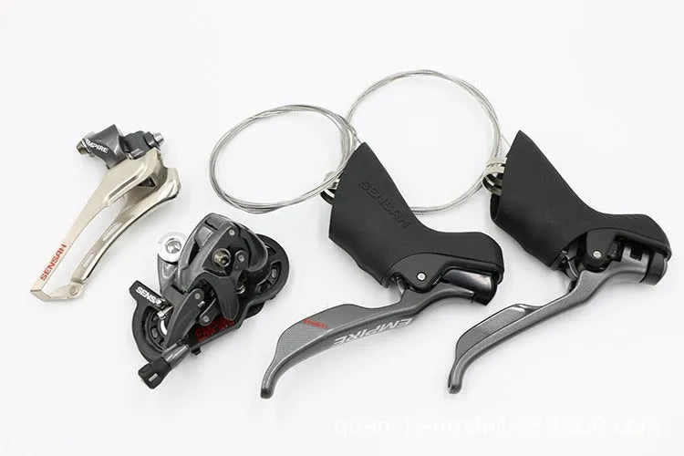 Aluminium road bike transmission kit with manual change, finger dial, and short-leg rear derailleur for Shimano 11-speed compatibility