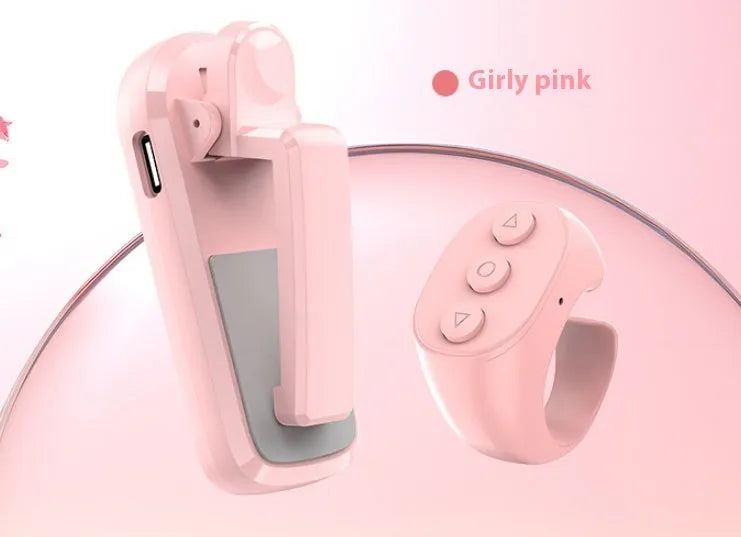 Wireless page turner remote control and clicker for e-readers and tablets in black, white, or pink.