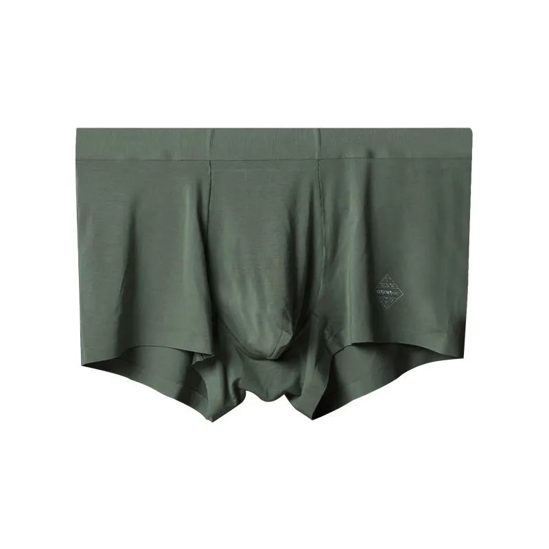 Men's seamless modal underwear in green, pink, and white with mid waist design