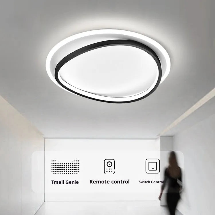 Round ultra-thin LED ceiling lamp 50cm diameter for bedroom in black finish