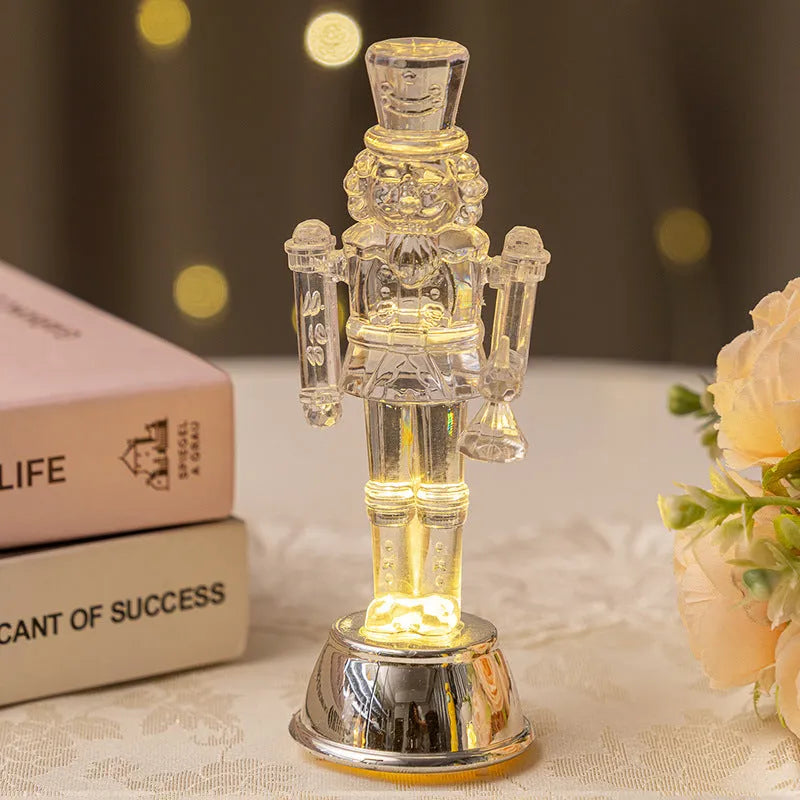 Transparent plastic walnut soldier nutcracker Christmas ornament in military uniform