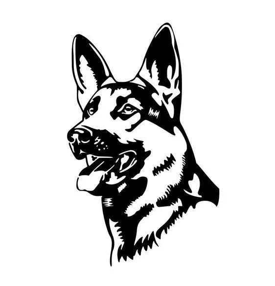 Reflective Alsace Shepherd hunting dog bumper sticker on vehicle surface
