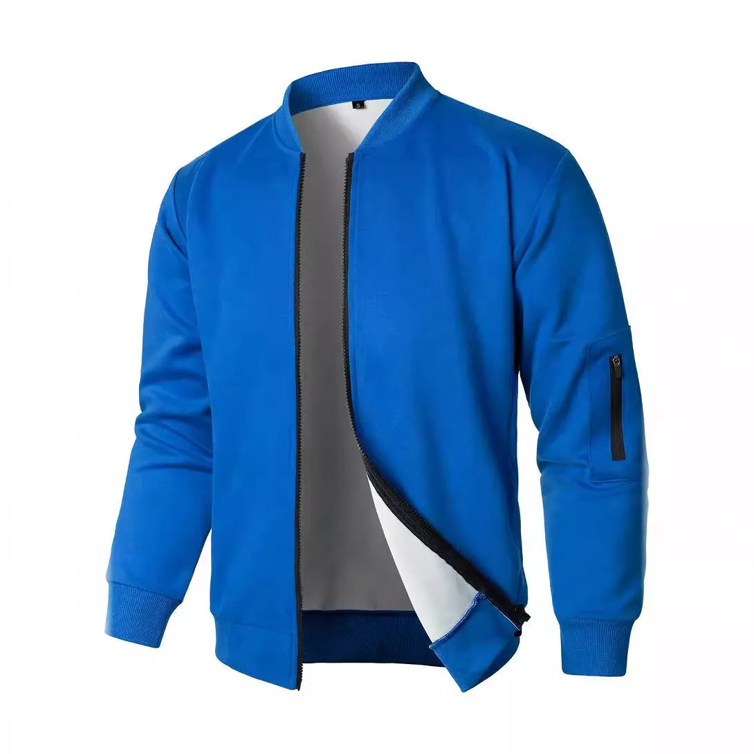 Men's loose fit knitted jacket in cotton with polyester lining, business casual style