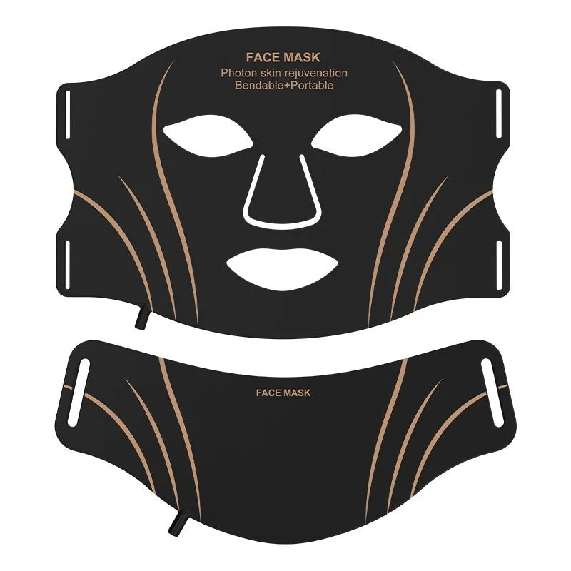 Black gold facial beauty mask with headband design and touch screen controls for IPL and LED red light therapy