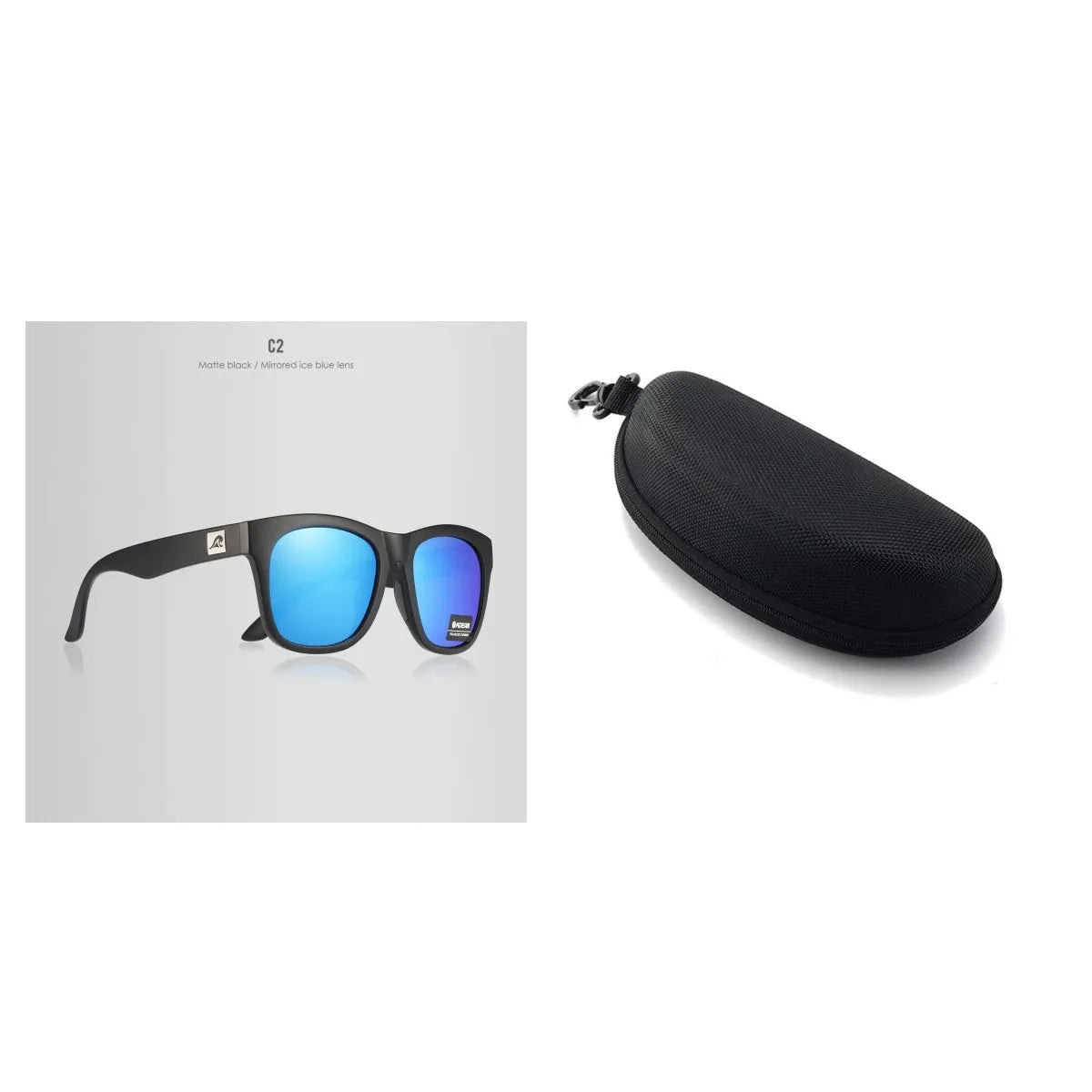 A pair of thickened polarised sunglasses with TAC lenses and a PC frame, shown in one of the available C-series colours.
