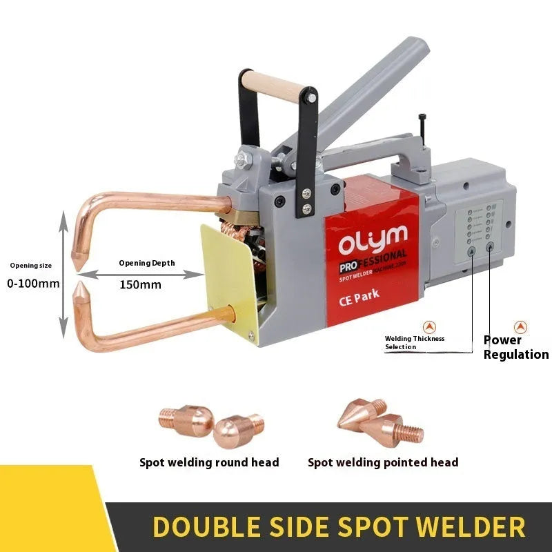 OL8000 double-sided spot welding machine with manual control panel and welding heads
