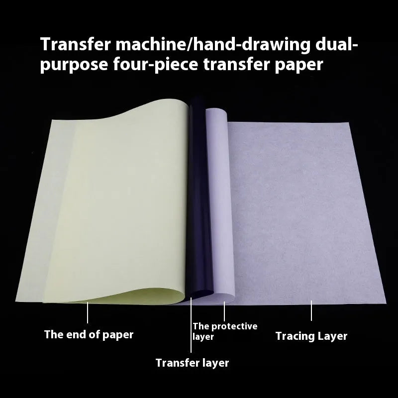 A4 quadruple copy tattoo transfer paper sheets with transfer paste gel for stencil creation
