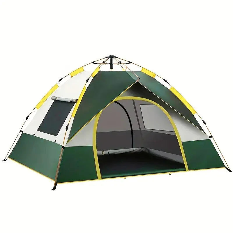 Dark green silver glue camping tent with automatic quick-open design for 3-4 people