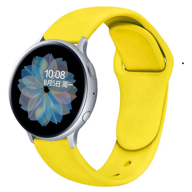 Samsung Galaxy Active 2 black silicone replacement strap with reverse buckle in 20mm width.