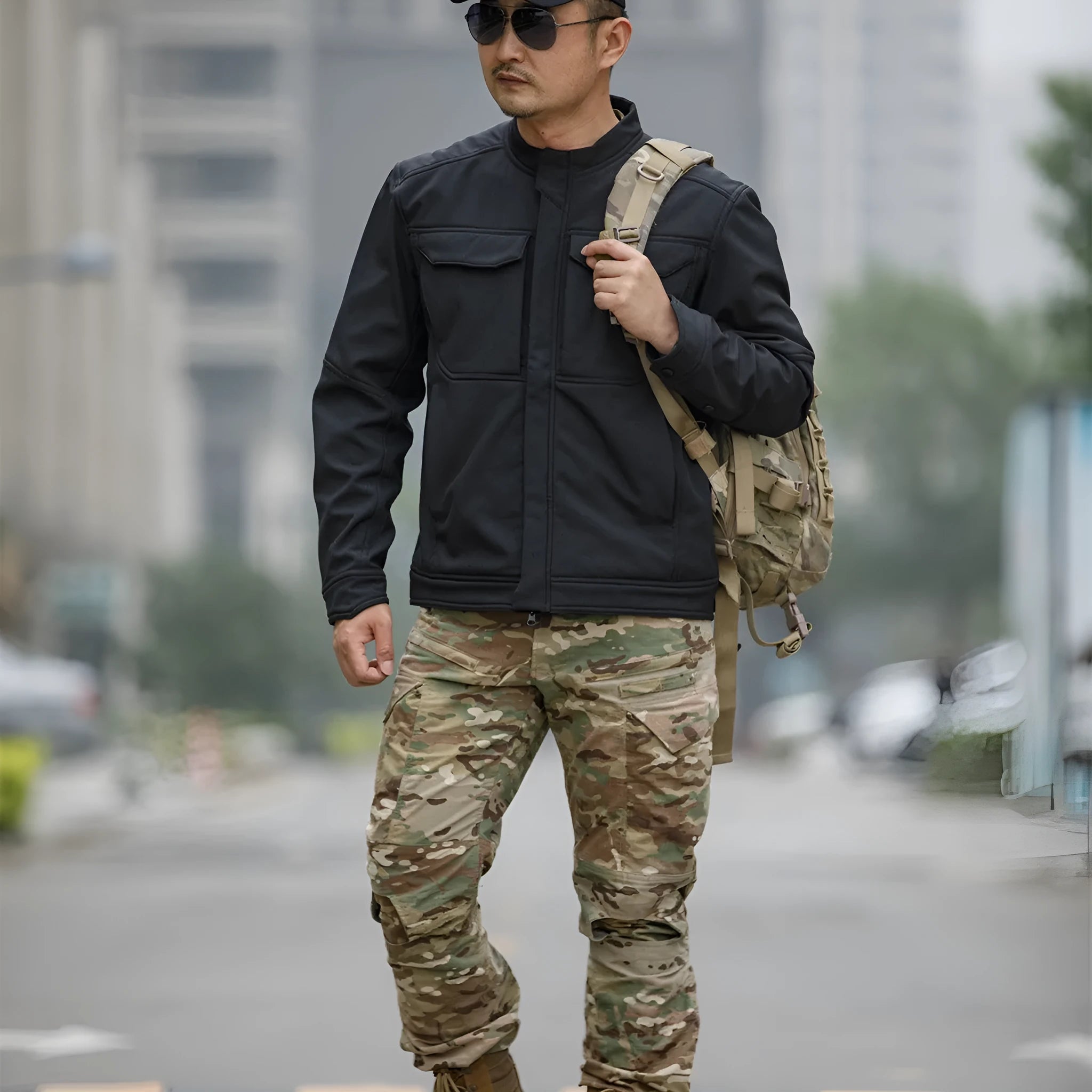 Bone Frog Peak Breaker tactical soft shell jacket in black for mountaineering and outdoor sports