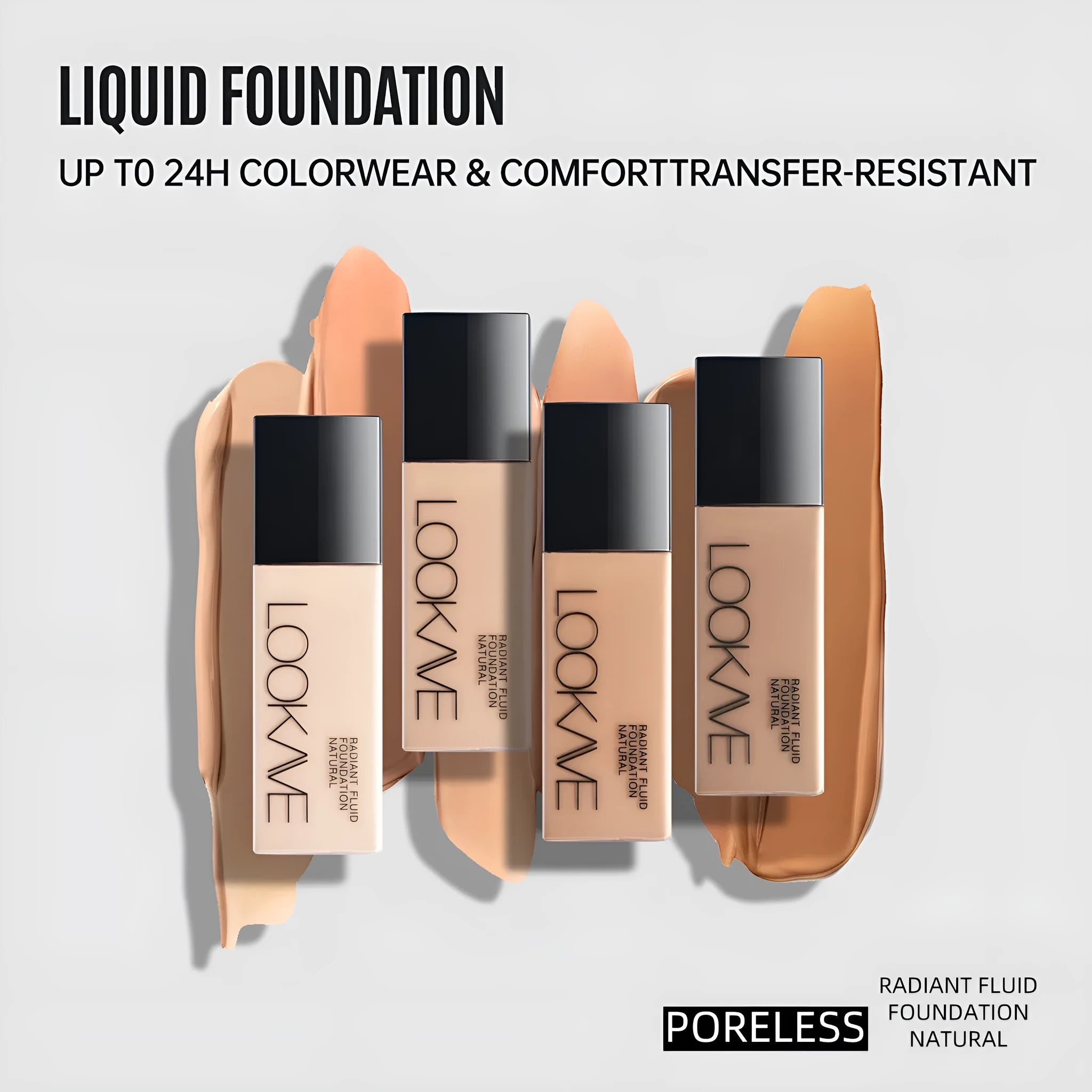 LOOKAVE Matte Liquid Foundation bottle in Ivory White shade, 21c net content.
