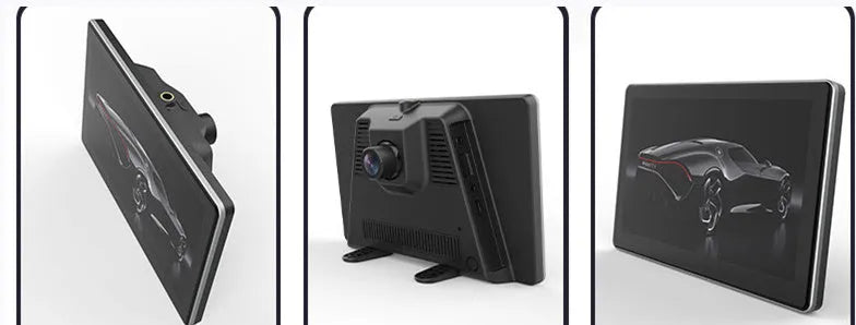 7-inch centre console suction dashcam with 170 degree wide angle lens in black plastic casing