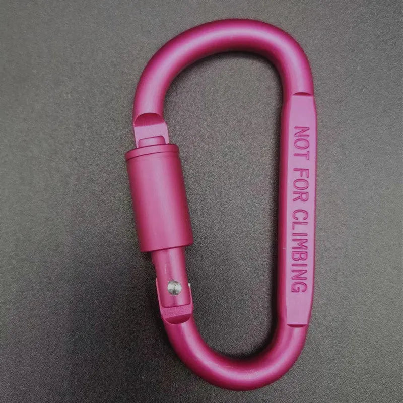 Aluminium D-type locking carabiner with 8cm flat profile in bright colour options
