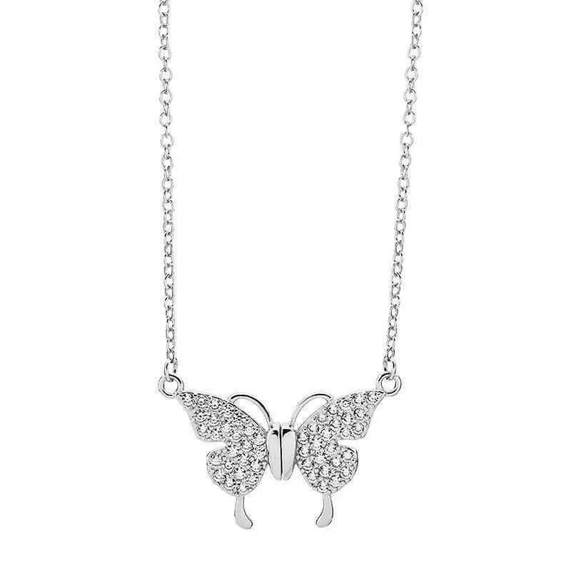 Women's magnetic snap butterfly pendant necklace with twisted titanium steel chain in gold colour