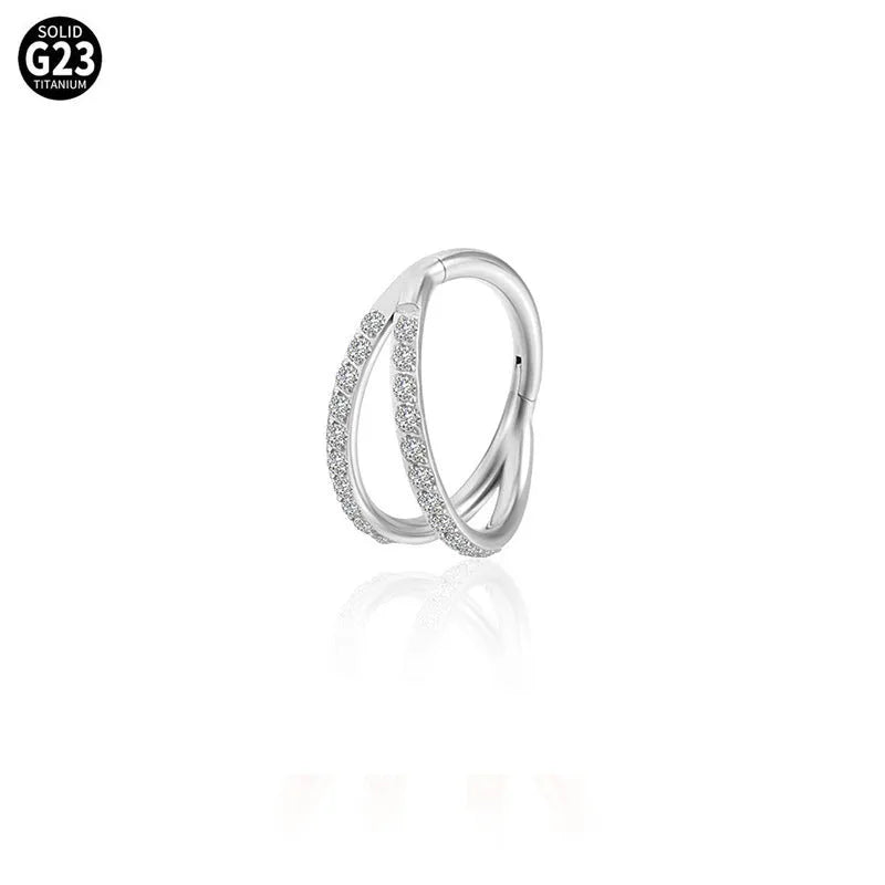 G23 titanium alloy lip and nose ring body jewellery in gold or steel colour finishes