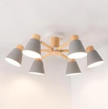 Nordic Creative Isn Macaron ceiling lamp with ironwood construction in multiple colour options
