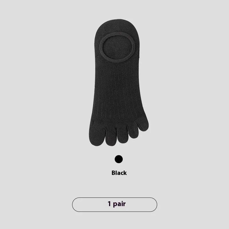 Men's five-finger invisible socks in modal fabric, shown in khaki colour.