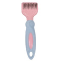 Pink stainless steel pet grooming comb with knot knife on a 170mm long handle.
