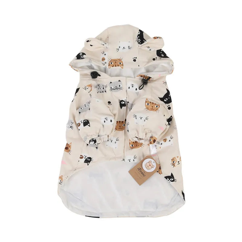 Beige cartoon dog raincoat with waterproof coating on PU material