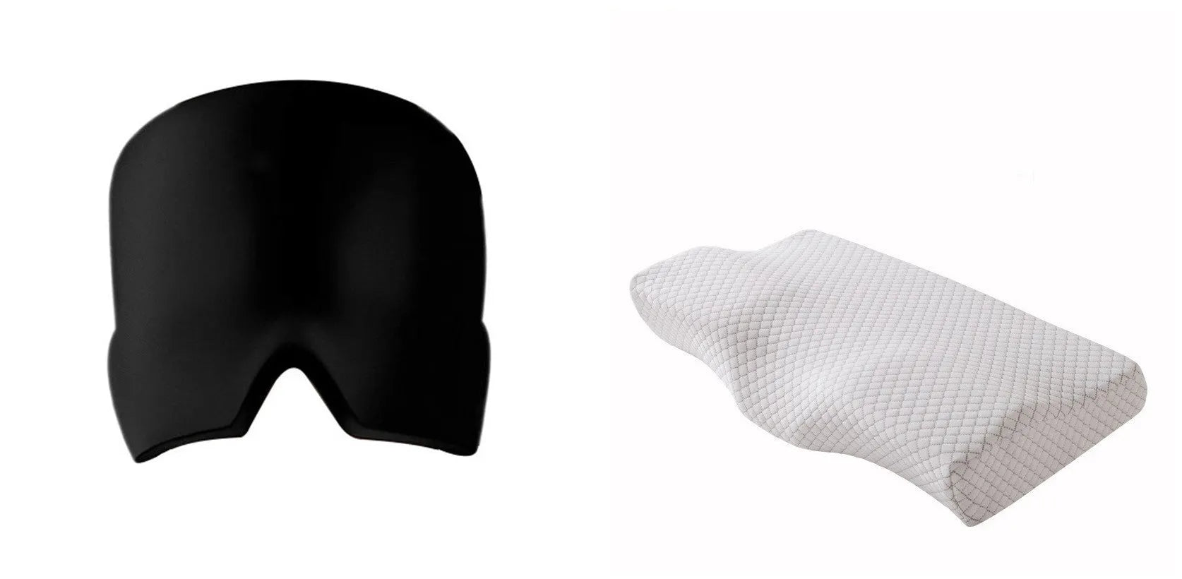 Cold therapy gel eye mask for headache relief in black colour on forehead