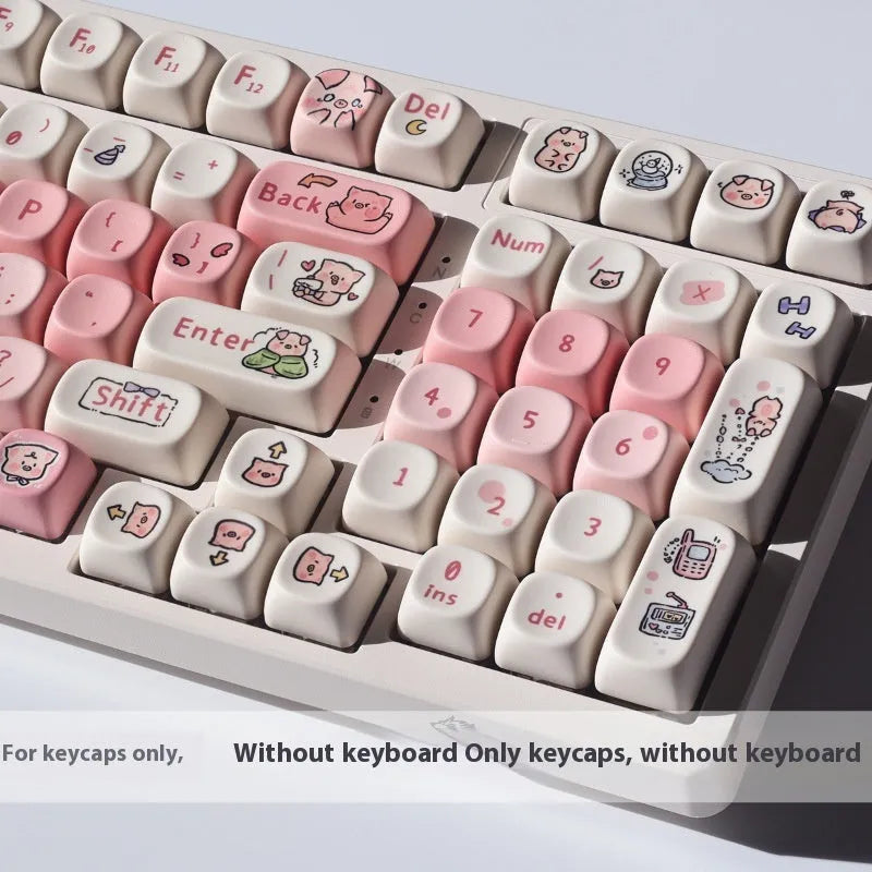 Pink Fragrant Pig anime resin key cap for mechanical keyboards with five-sided sublimation print.