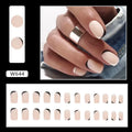 Black and white frosted false nails with mandarin duck colour design and matte finish