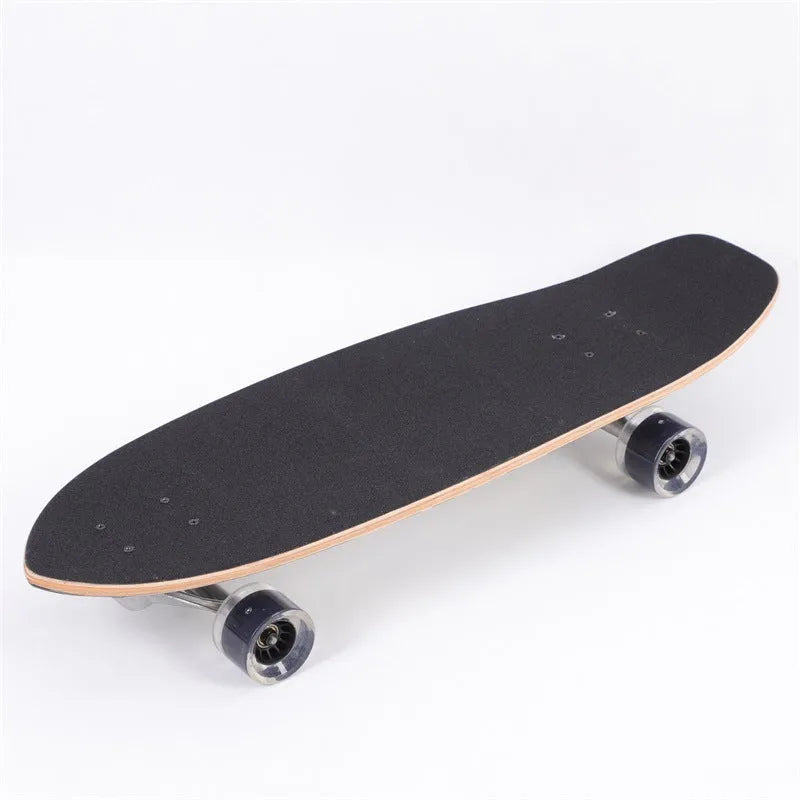 White wooden street scooter with 31-inch maple deck and wheels