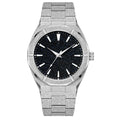 Stainless steel men's business watch with frosted case and luminous markers in black, gold, and silver colours
