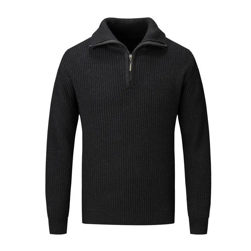 Men's slim fit pullover sweater in solid colours with polyester polypropylene fabric blend
