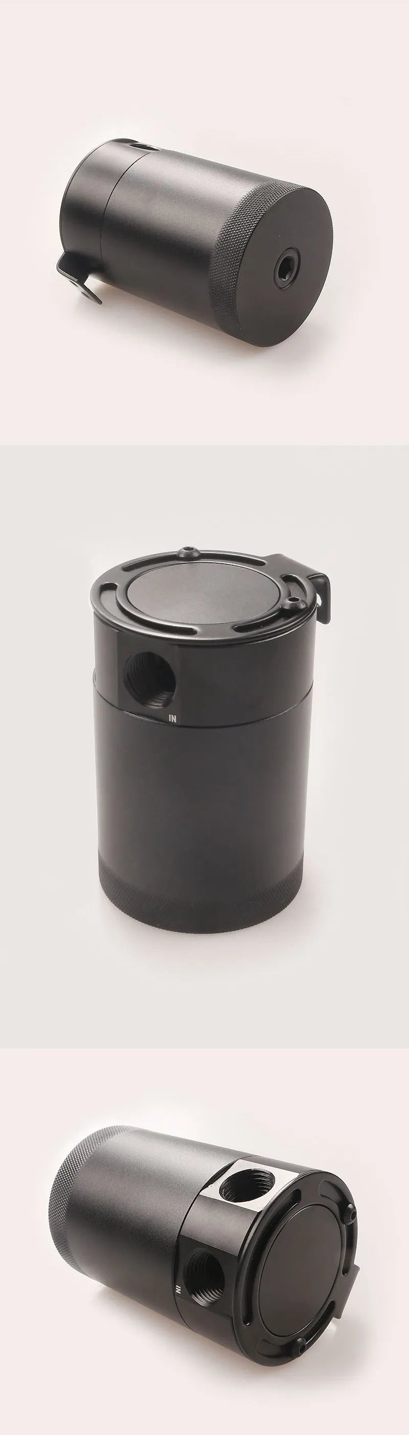 Black aluminium automotive oil can with two-hole breathable design and oil-free valve