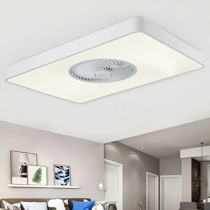 Nordic-style ceiling fan light fixture with a solid wood frame and white PVC lampshade.