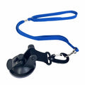Pet bathing restraint suction cup handcuffs in black and blue with small and large suction cup sizes